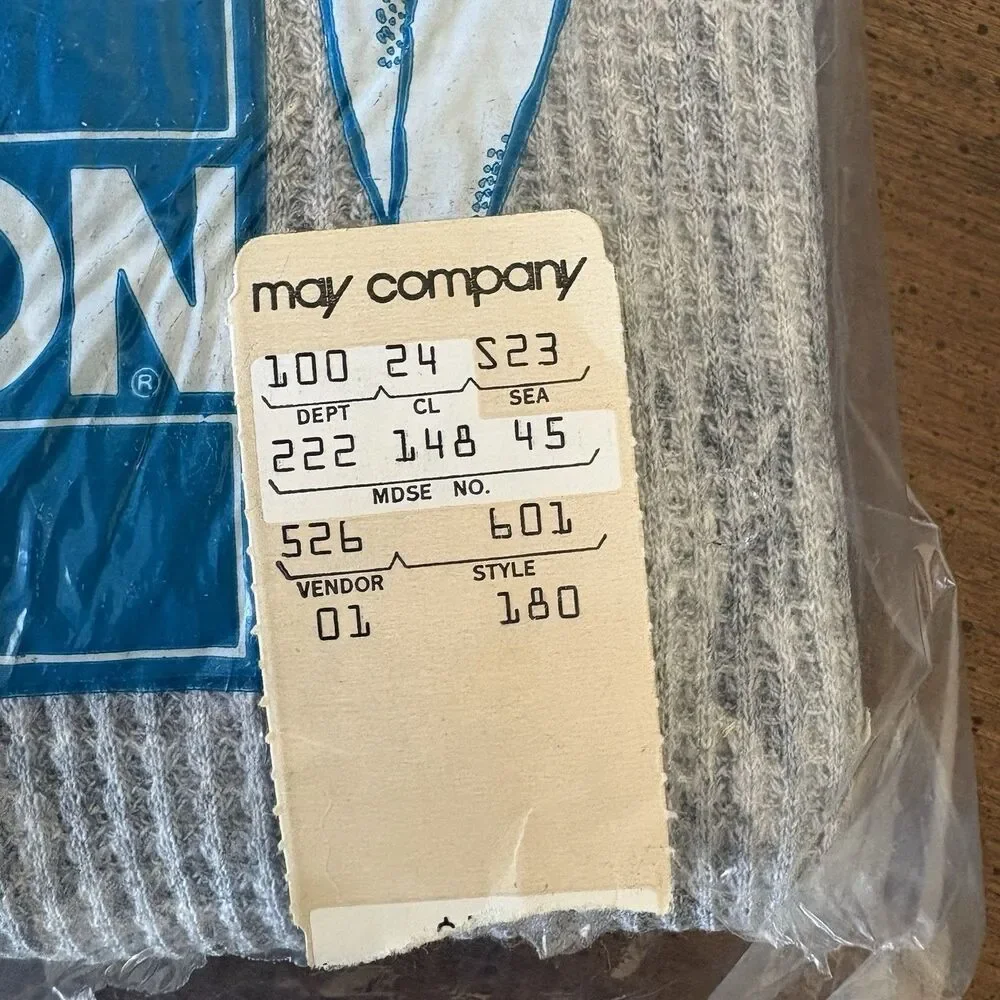 NEW Vintage Tarleton Thermal Underwear Long Sleeve Shirt Gray Size L 42-44